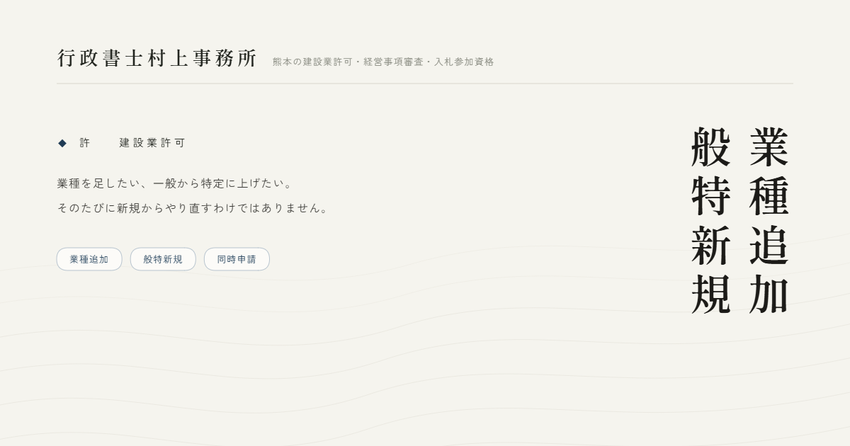 業種追加般特新規｜行政書士村上事務所