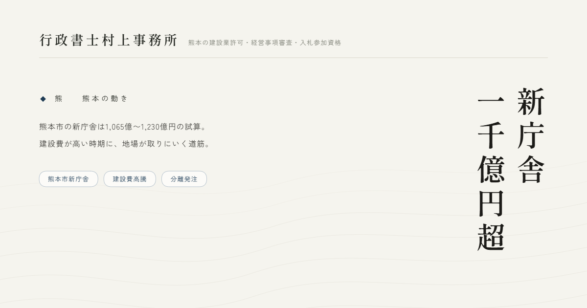 新庁舎一千億円超｜行政書士村上事務所
