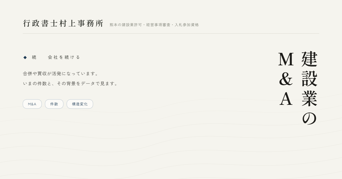 建設業のM&A｜行政書士村上事務所